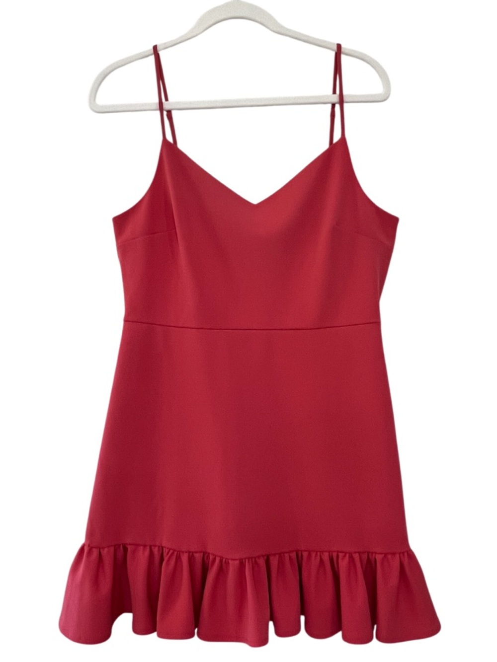 1.STATE Coral Poppy Ruffle Hem Mini Dress Strappy Fit Flare Size 10 - Picture 2 of 10